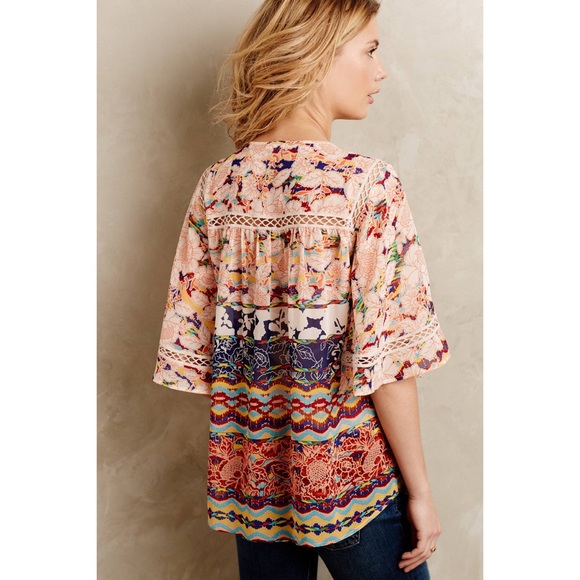 Anthropologie Meadow Rue Prairie Blossom Batai Top Size M - Picture 2 of 7